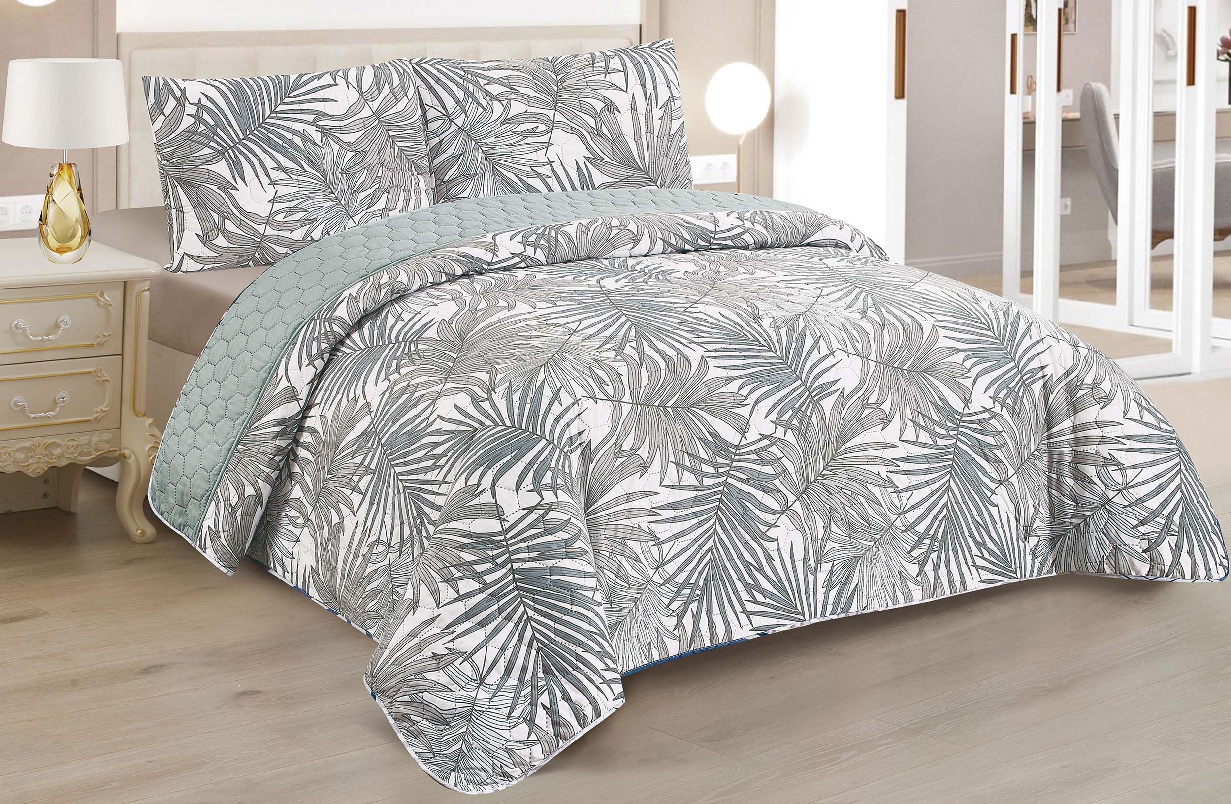 Colcha Boutis para Primavera y Verano Bicolor Reversible Liso de Color Beig + 2 Funda Cojin 50x70 cm - Colcha Ligera Fina Entretiempo (Cama 135, 220x260cm) — view 33