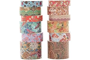 Kyoto Charm Washi Tape Set: 12 Rolls of Japanese Arts Adhesive Tapes