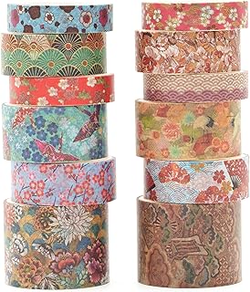 12 Rolls Kyoto Charm Washi Tape Set Japanese Arts Adhesive Tapes Geometr...