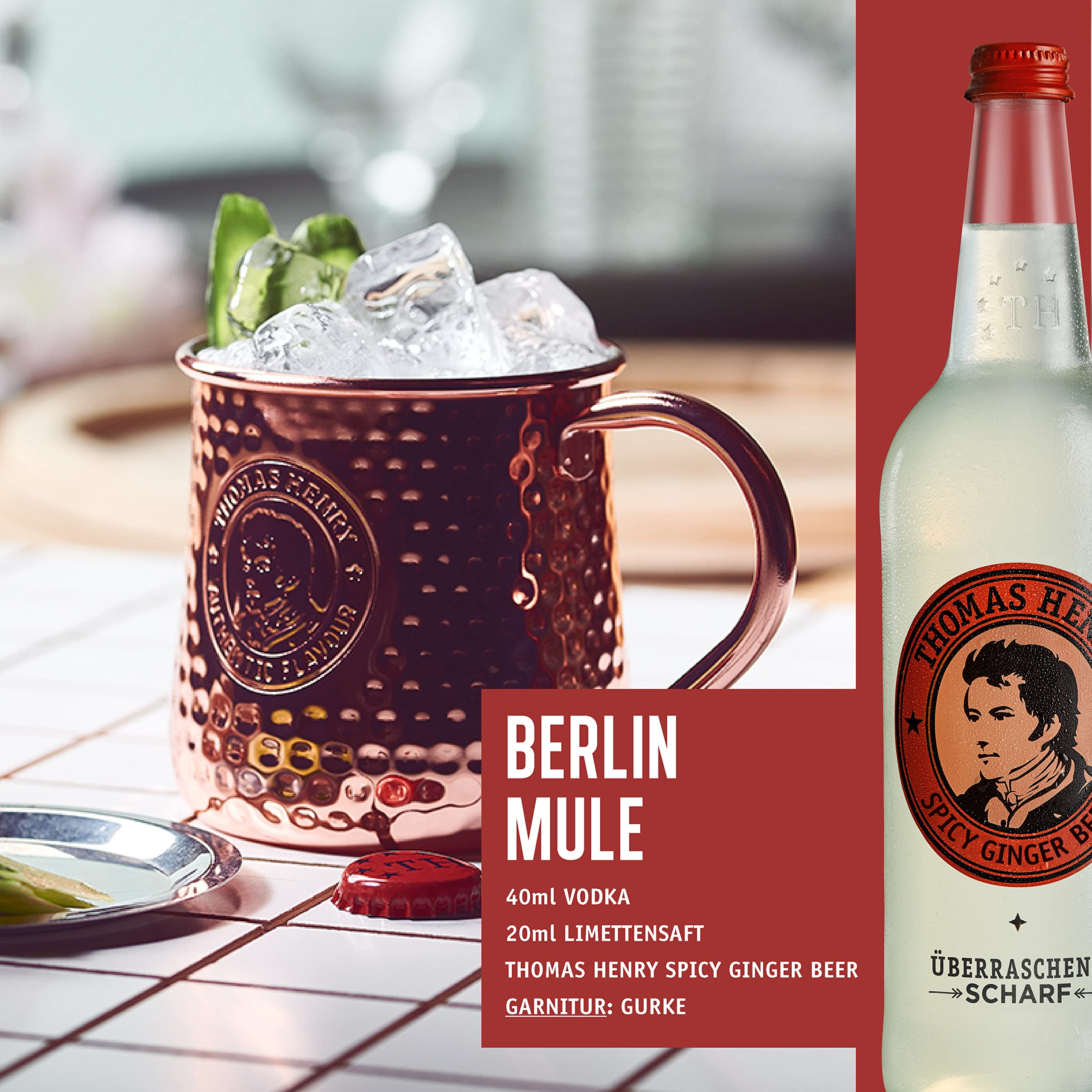 Thomas Henry Spicy Ginger Beer – sorprendentemente afilado – (3 x 0,75 l de cristal MW) – Juego de 3 limonadas de jengibre para mezclar tus bebidas y cócteles como Moscow Mule con Vodka & Co.