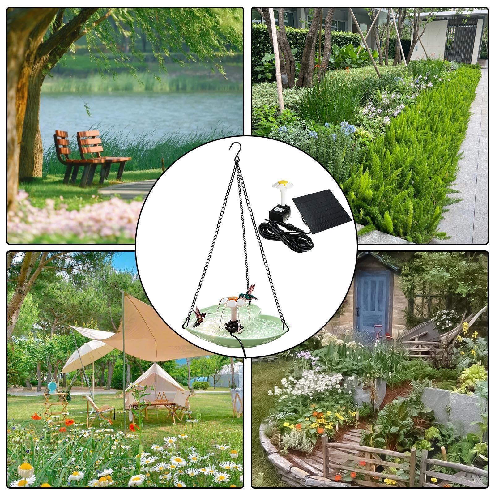 Vasca per uccelli da giardino, a cascata, da appendere, per colibrì, pettirossi, passeri, recinzioni, balcone, corrimano, cortili, balconi, cortili
