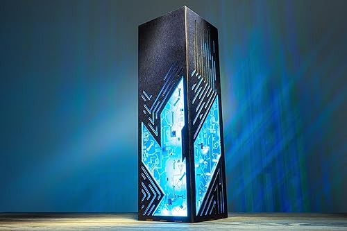 Miniatura 3 de Lámpara contemporánea futurista de líneas inclinadas  Lámpara de escritorio LED RGB estilo punk de ciencia ficción  Lámpara de noche hecha a mano