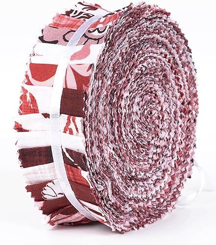 Soimoi 40 tiras de telas precortadas con estampado de bloques, enrollables, rollos de gelatina de algodón de 1.5 x 42 pulgadas para acolchar, color