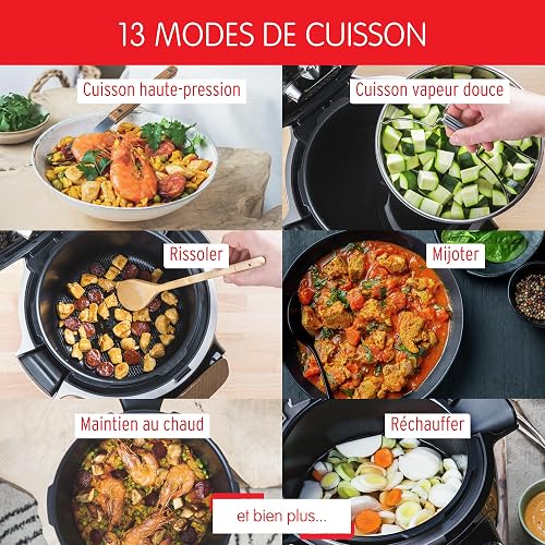 Moulinex Cookeo Touch Wifi Multicuiseur intelligent, Cuve 6 L, Haute pression, Guide pas à pas, 250 recettes intégrées, Application Moulinex CE902800, Noir - 8