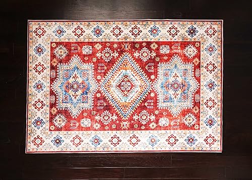 Miniatura 1 de Tapechi Coverings - Alfombra lavable  Alfombra geométrica  Alfombra antideslizante apta para mascotasresistente a las manchas  Alfombras boho retro