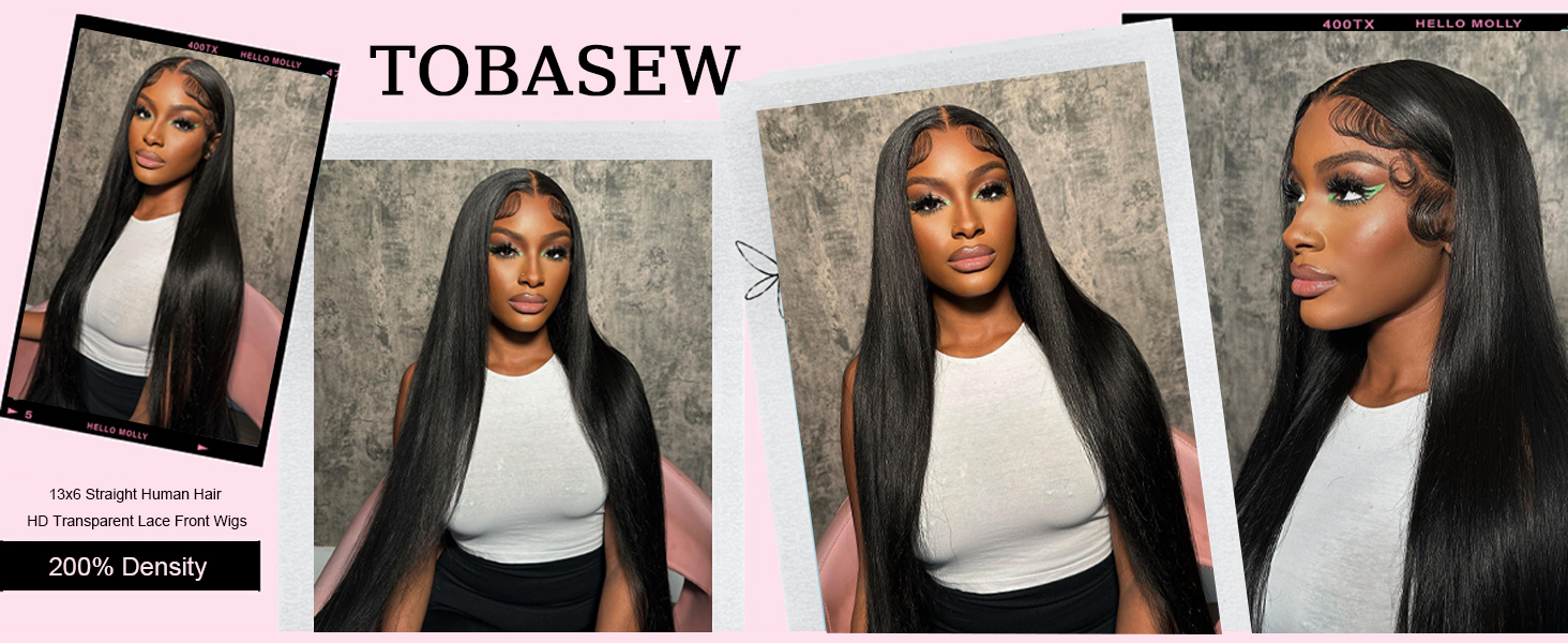 Straight Lace Front Wig 200% Density Human Hair Glueless 13x4 24 Inch Upgraded Glueless 13x4 HD Lace Front Wig - 200  main image 2