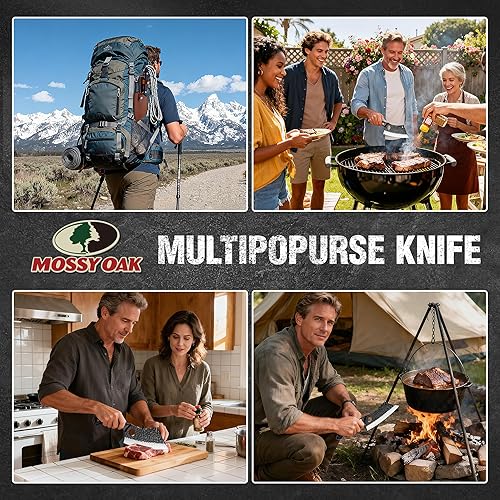 Miniatura 9 de Mossy Oak Cuchillo para carne, cuchillo de carnicero con funda de cuero auténtico, cuchillo de cocina forjado a mano, mango completo para cortar