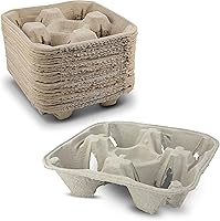 Vista 9 de MT Products Charola/soporte para bebidas, biodegradable, de pulpa de fibra de papel, para 4 vasos de bebidas frías o calientes. Paquete de 25