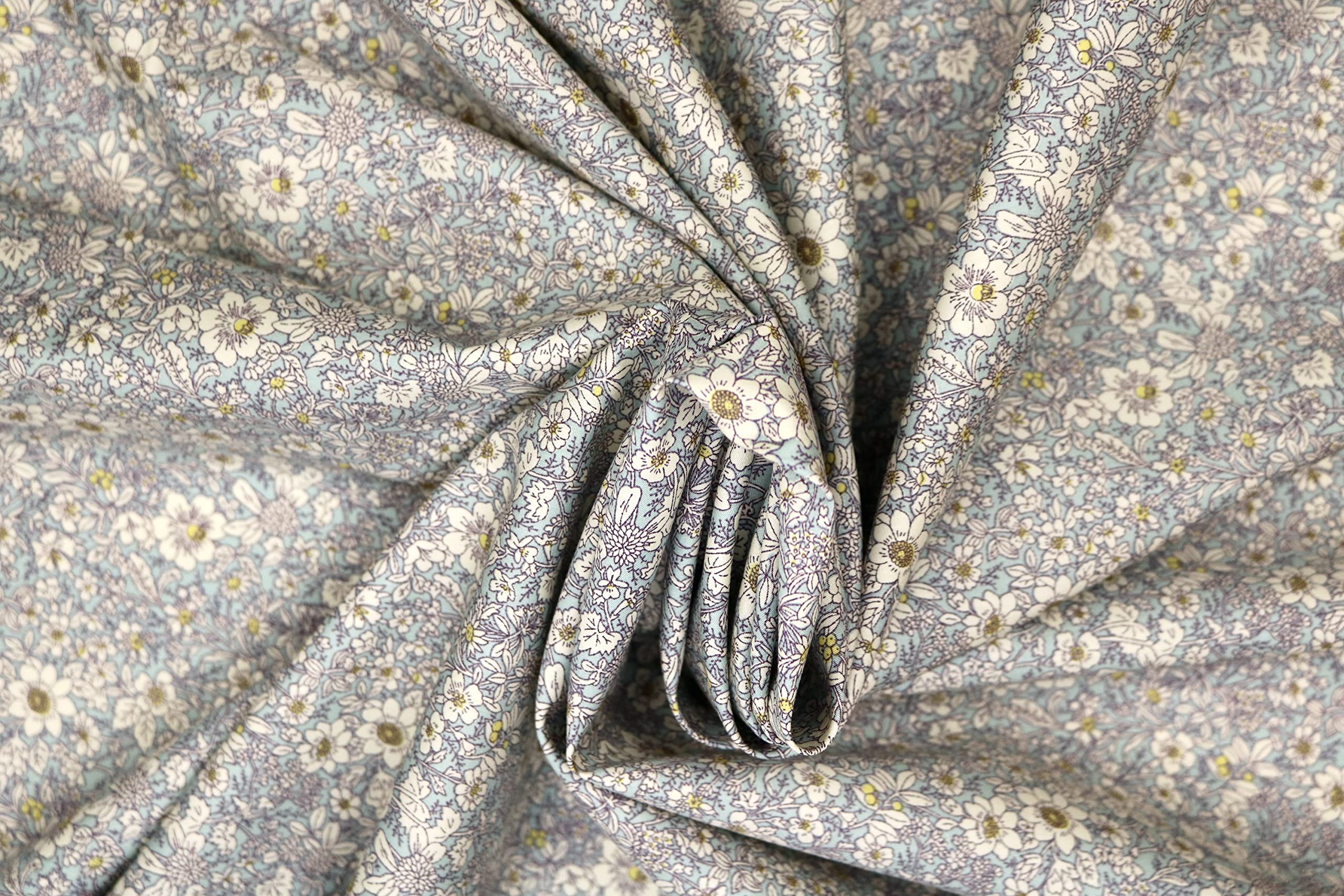 Pyrhan 100% Cotton Poplin By Rose & Hubble | Little Wild Blossom Floral Printed Cotton fabric By The Metre Uk | 114 Cm | Crafting Fabric & Dressmaking Fabric | Dress Fabric Material For Sewing (Delph)
