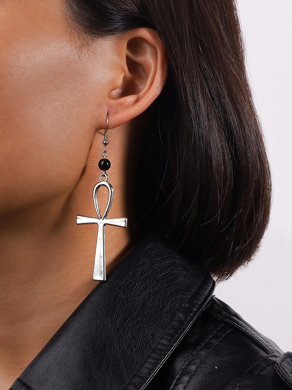 Sacina Gothic Ankh Earrings, Cross Dangle Earrings, Goth Earrings, Halloween Christmas New Year Jewelry Gift for Women, Men - Image 2