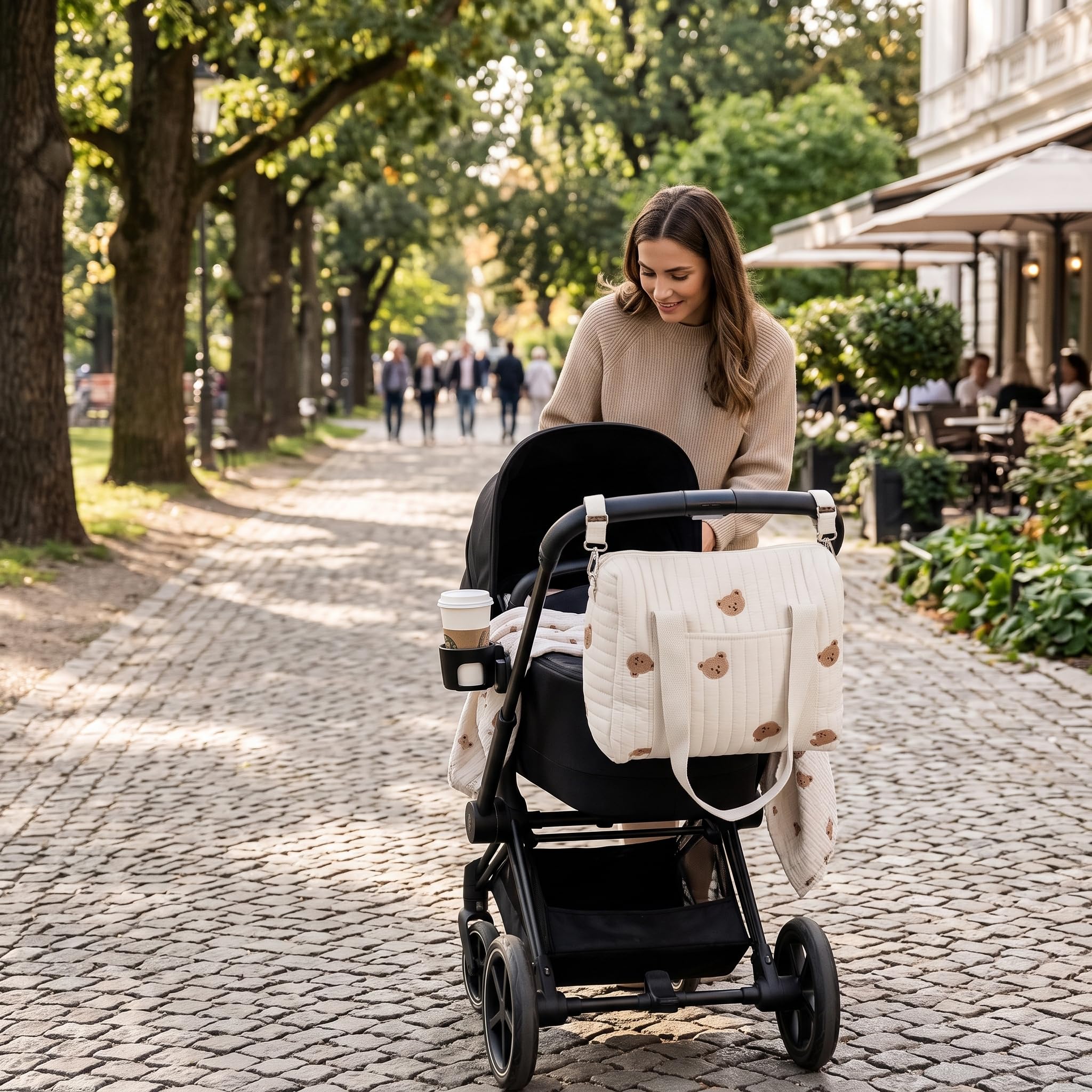 Borsa Portaoggetti per Passeggino, Grande Capacità, con Chiusura Cerniera, Riutilizzabile, per Organizzazione Accessori Bambino