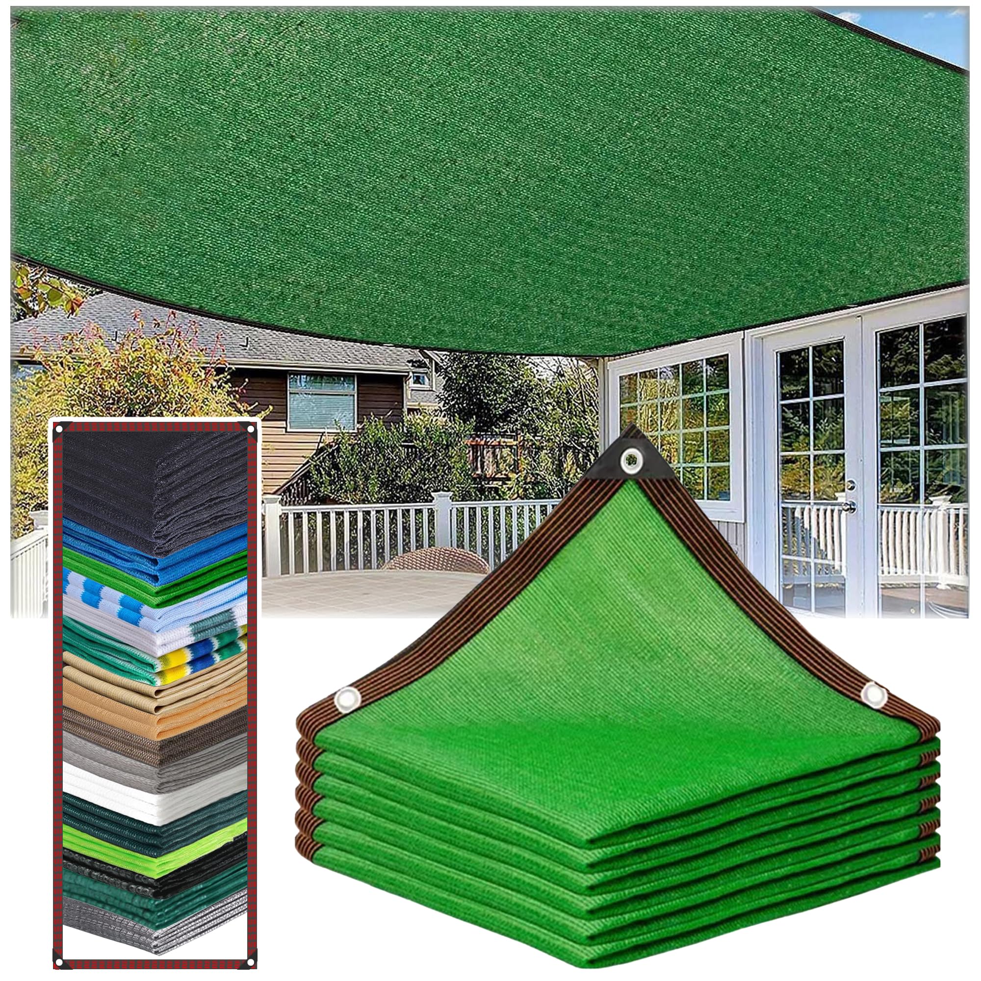 KLGFBDC 90% UV Block Sun Shade Sail with Grommets Outdoor for Garden Terrace Greenhouse Chicken Coop Durable Shade Cloth Car Cover (Green 9x16m)
