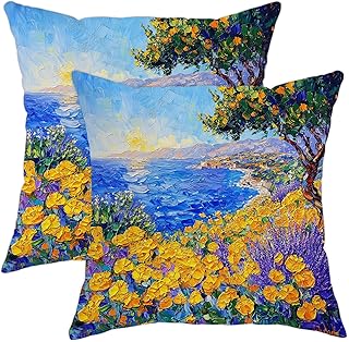 Juego De 2 Fundas De Almohada Diseño De Flower De Color Amarillo Brillante Fundas De Cojín Cuadradas Sofá Cuadrado Cubierta Almohada, para Muebles, Silla, Sala De Estar, 45x45cm