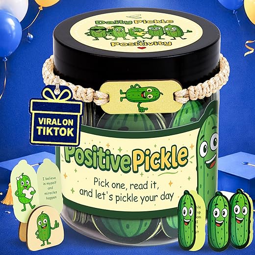 Positive Pickle Affirmation Jar - 60 Positive Affirmation Cards For Teen Girl Trendy Stuff, Cute Coworker Birthday Gifts For Women, Back To School Teacher Gifts, Fun Christmas Gift For Women Mom 2025