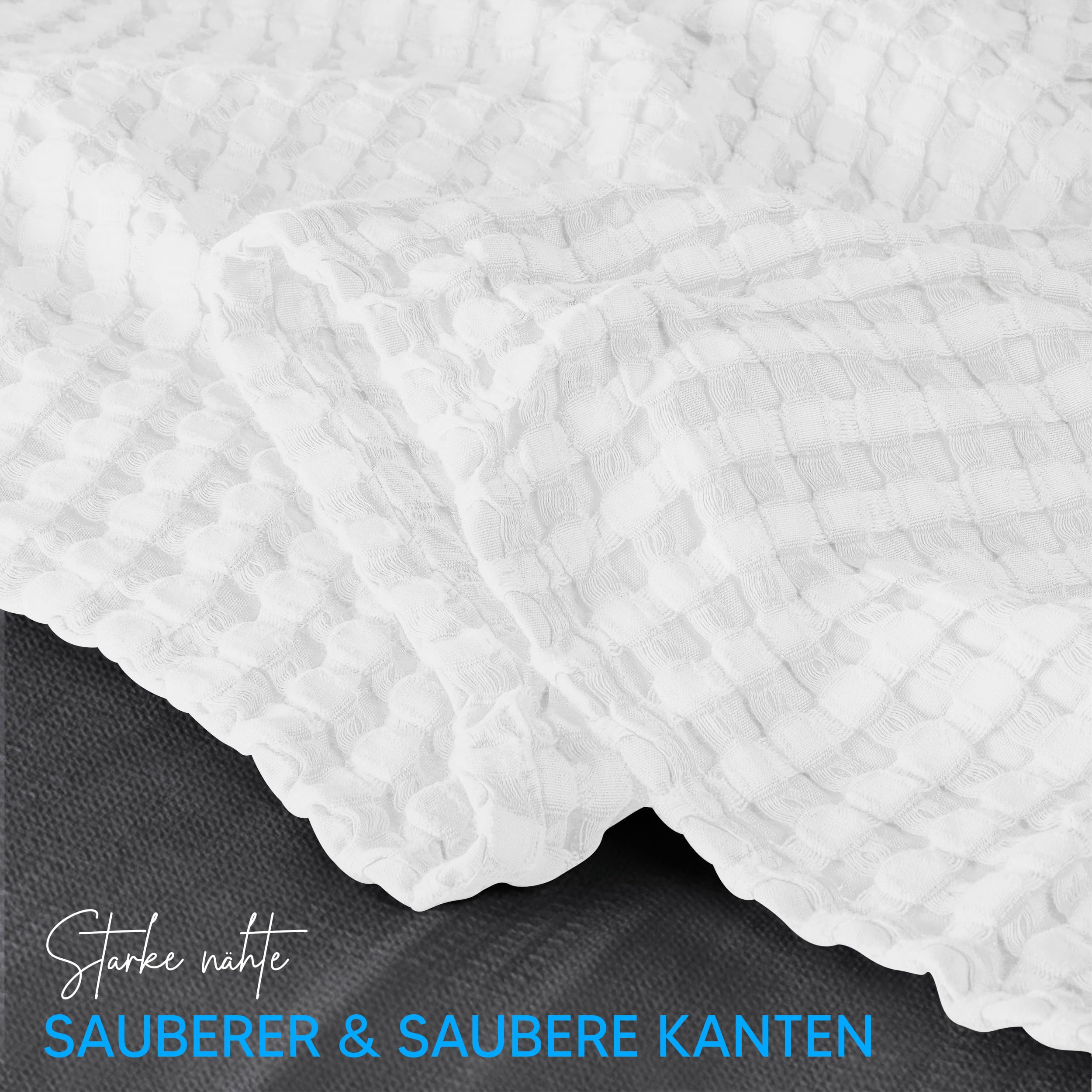 Utopia Bedding 100% Baumwolle Waffeldecke KuschedeckeSM (Weiß - 228 x 228 cm) weiche leichte – Bild 4