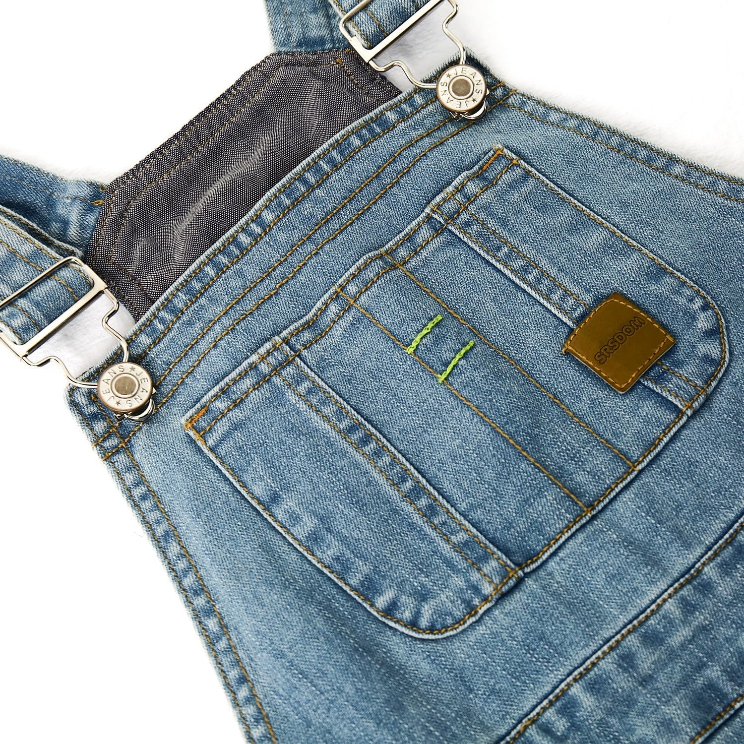 KIDSCOOL SPACE Overol de mezclilla para niñas pequeñas, ropa de trabajo ajustable para niños pequeños
