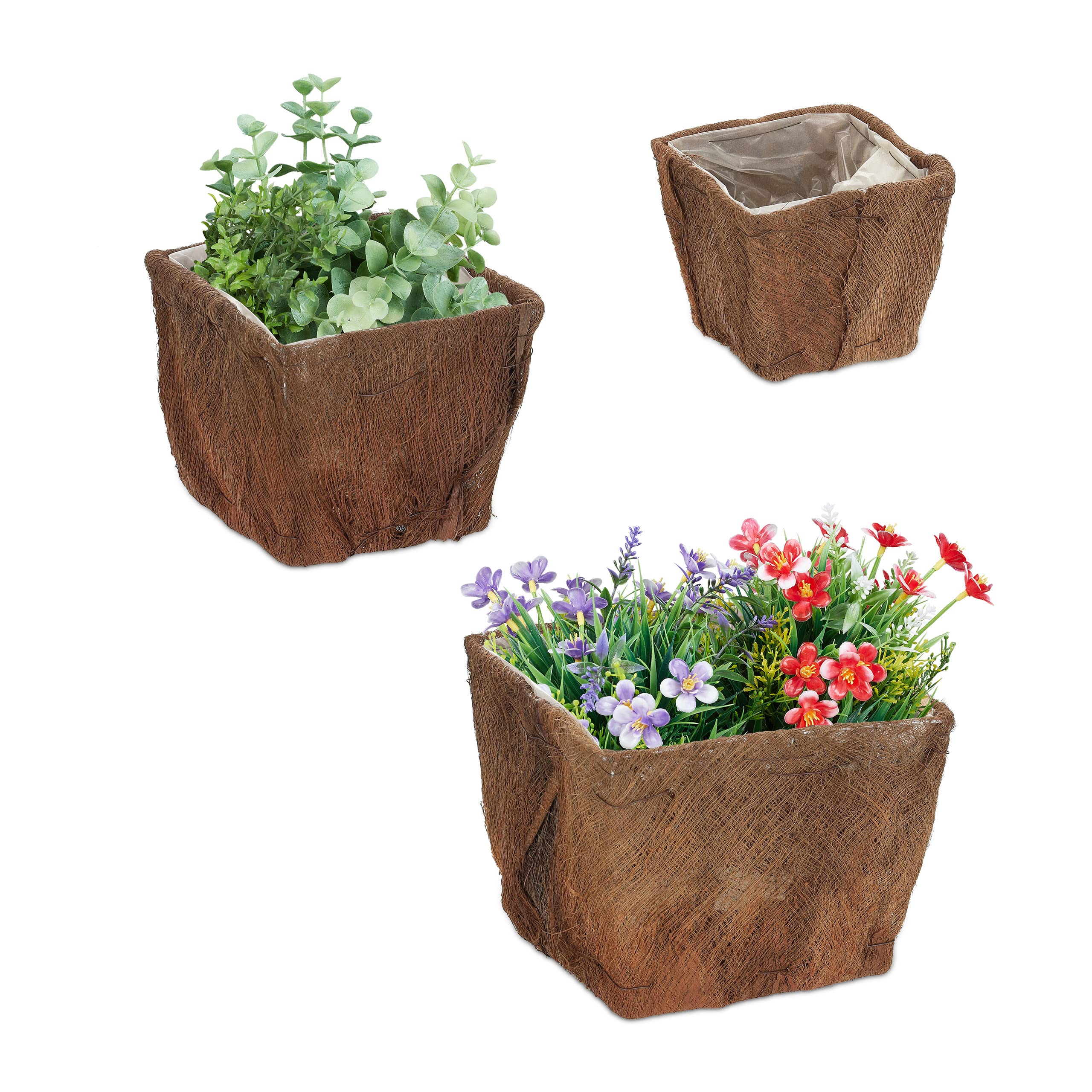 Pots de fleurs authentiques en bois véritable pour décoration extérieure