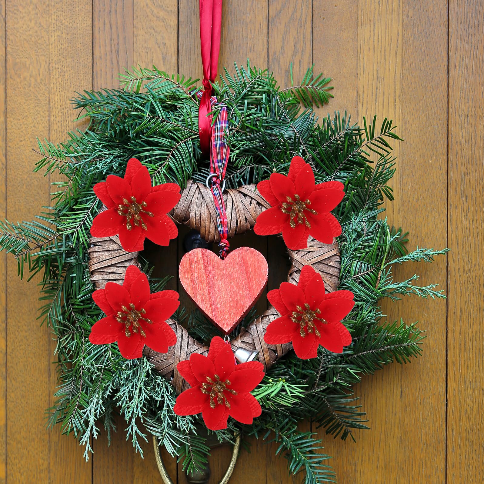 10 Pièces Fleurs Artificielles de Noël Guirlandes Décoratives pour Fête Fleurs Artificielles de Noël