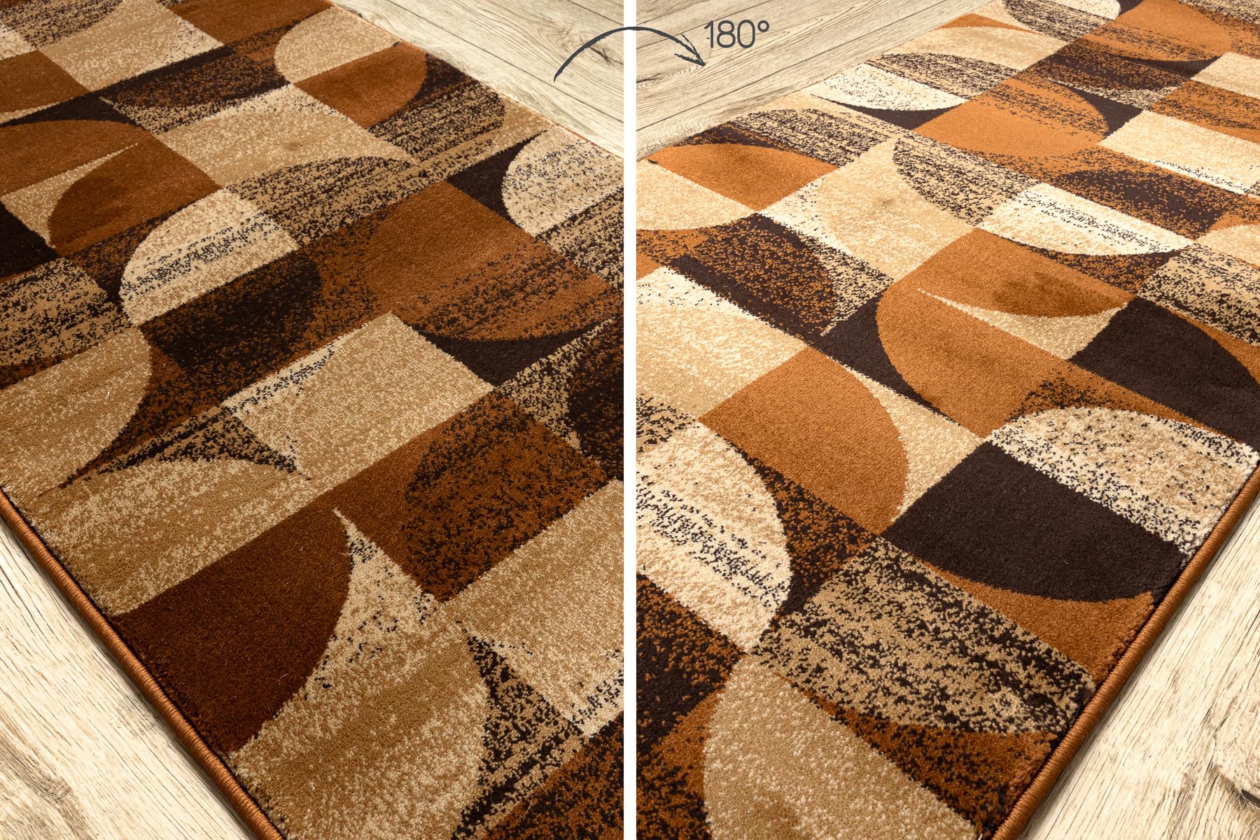 Chodnik ROYAL H387 GEOMETRYCZNY brązowy/musztardowy 100 cm 100 x 520 cm brązowy