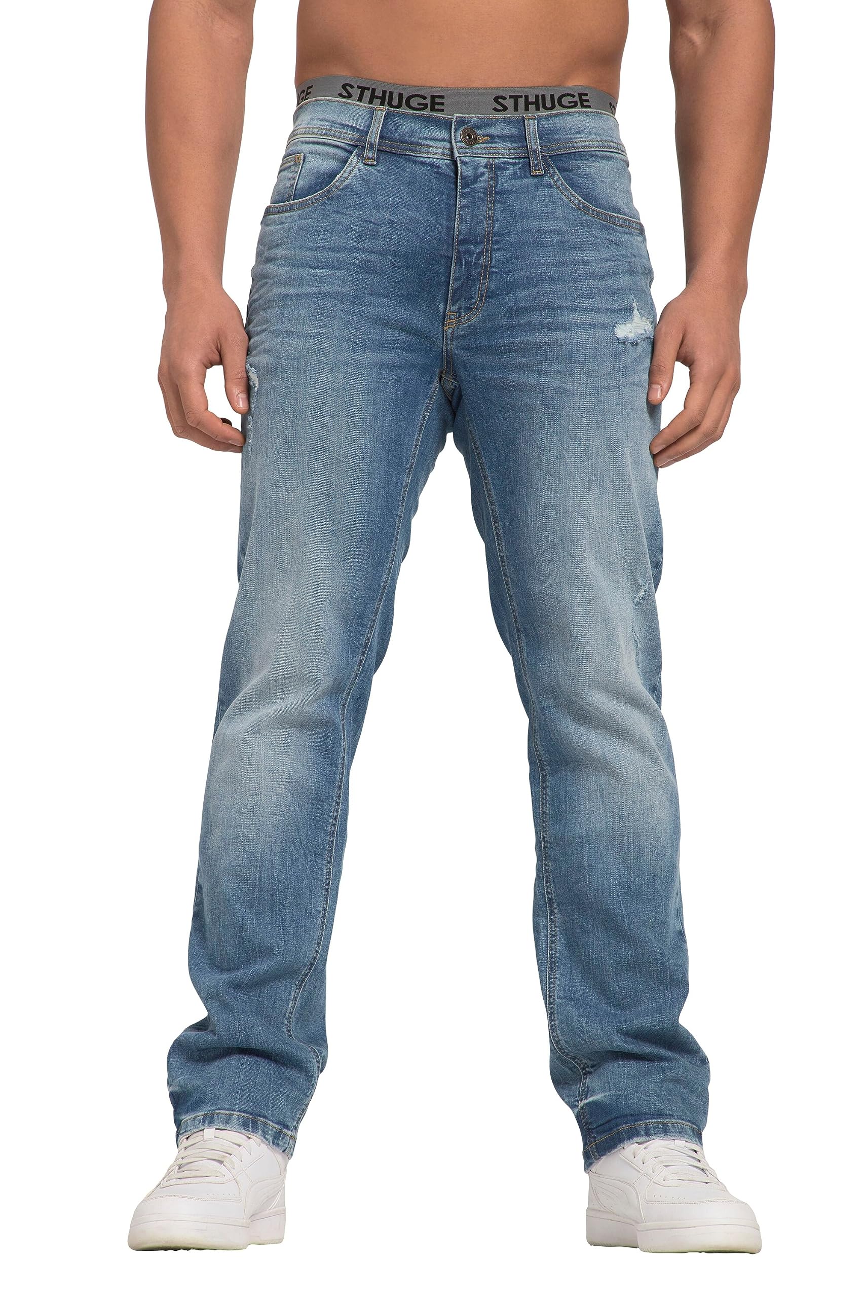 STHUGE Jeans FLEXLASTIC®, Denim, 5-Pocket, Destroyed, Straight Fit 821818