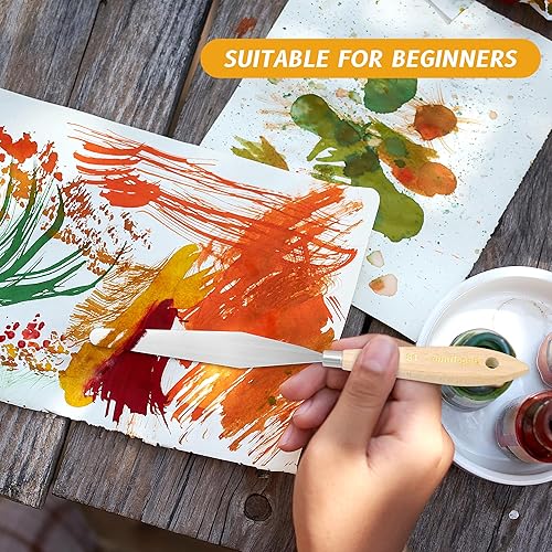 Miniatura 5 de Cuchillo de paleta grande para pintura acrílica, juego de lienzo, espátula, pala, cuchillos de pintura con mango de madera, herramientas de pintura
