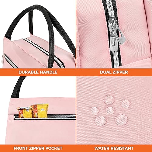 Miniatura 5 de opux Bolsa de almuerzo para mujer, lonchera aislada para niñas, para el trabajo y la escuela de adultos, pequeña bolsa enfriadora reutilizable,