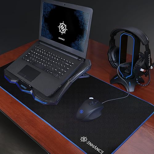 Miniatura 7 de ENHANCE Cryogen 5 - Soporte de refrigeración para laptop para videojuegos, enfriador para laptop con 7 ajustes de altura ajustables y puertos USB