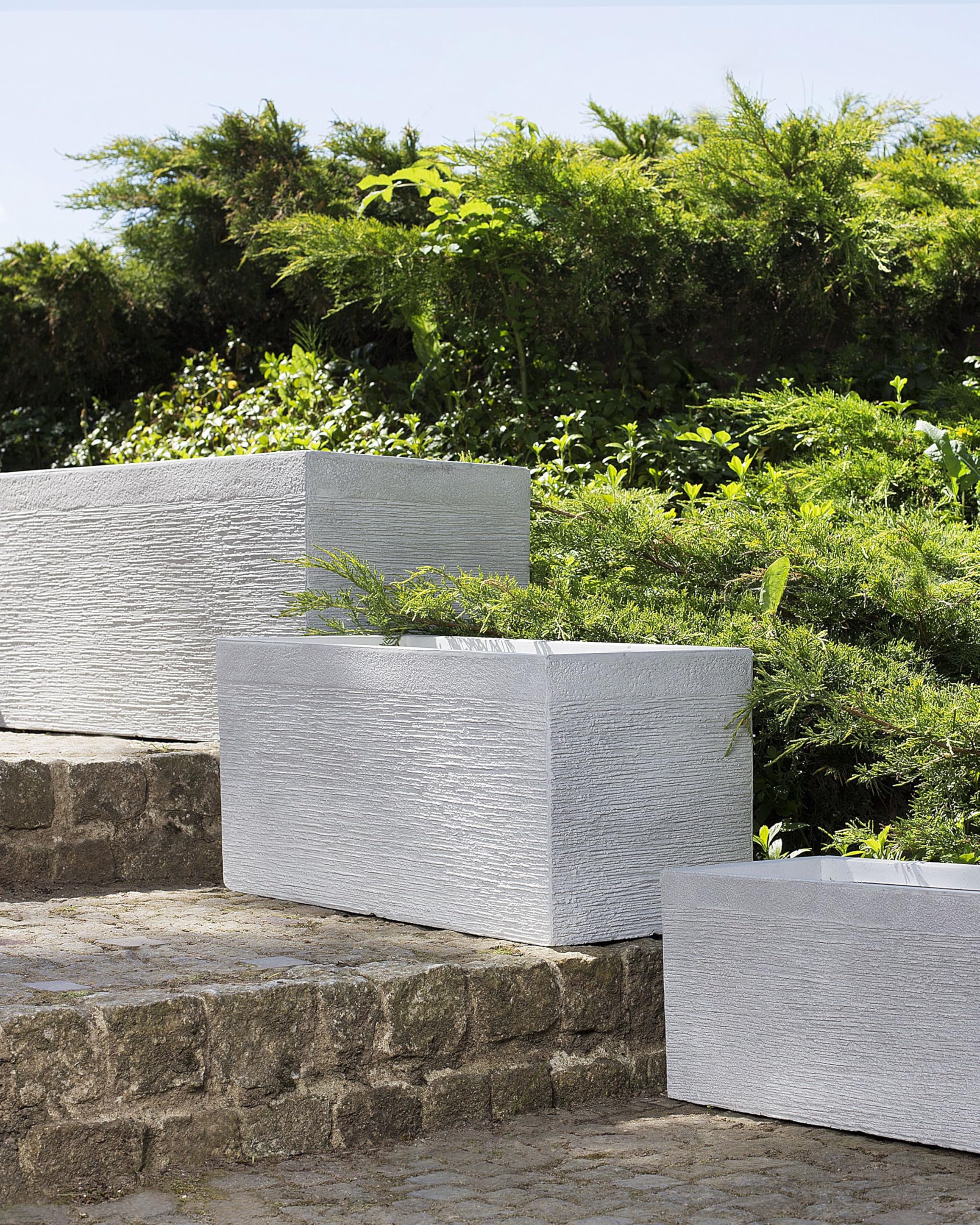 Praktischer Blumentopf 60 x 29 x 30 cm Steingemisch weiß Myra