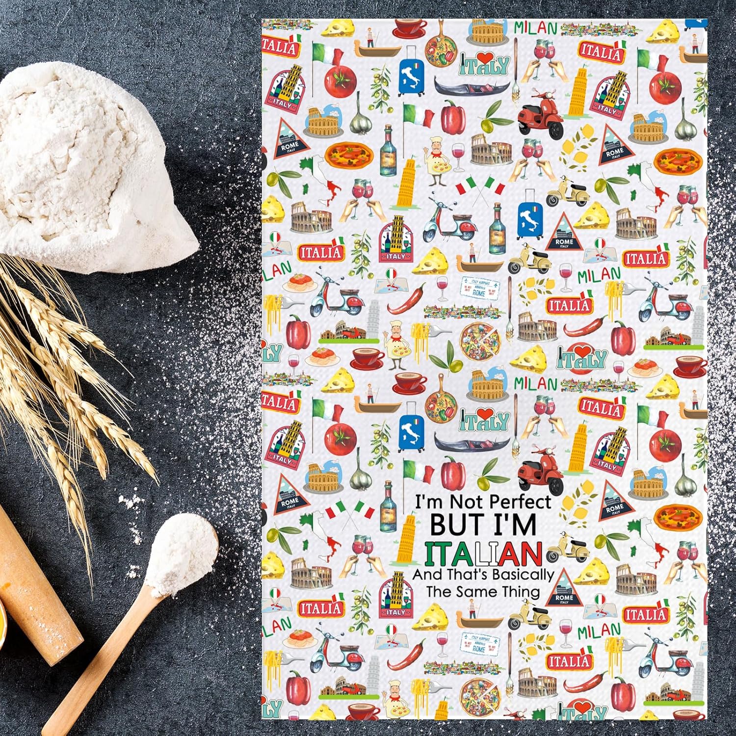 JNIAP Italian Kitchen Towel Italian Dish Towel Italy Kitchen Gift Italy Hand Towel Italians House Warming Gifts (Italian and kt) - Image 4