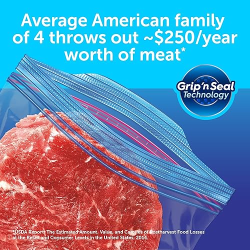 Miniatura 10 de Ziploc Bolsas para congelador con nueva tecnología Grip 'n Seal, para alimentos, organización y más, cuarto de galón, paquete de 9, 75 unidades por