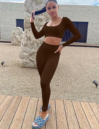 Miniatura 5 de Kaximil Conjunto deportivo de 2 piezas para mujer de manga larga con pantalones a juego