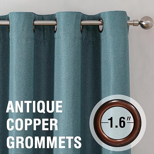 Miniatura 43 de H.VERSAILTEX Cortinas opacas de lino de 96 pulgadas de largo con aislamiento térmico para oscurecer la habitación, cortinas de lino con textura