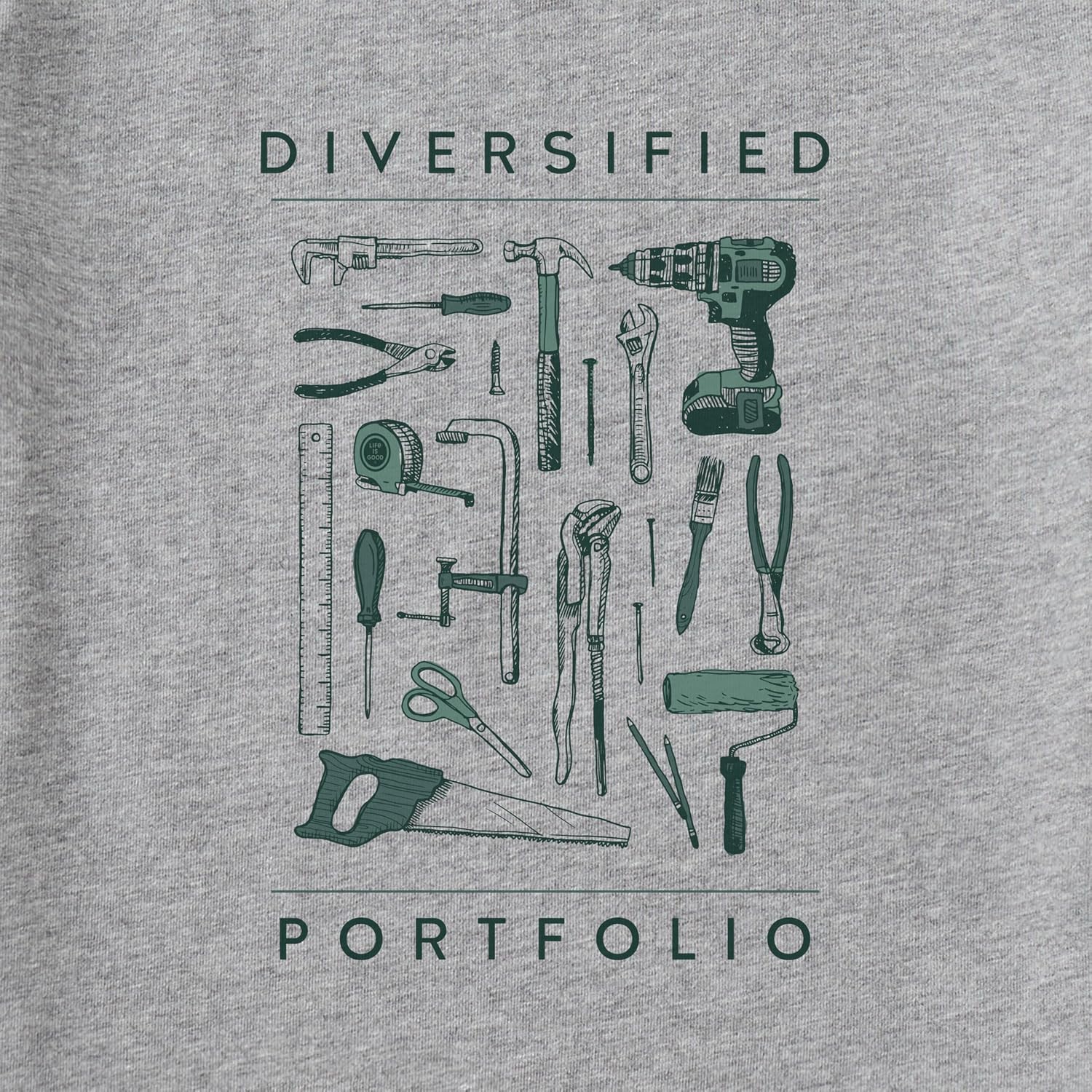 Life is Good Men's Crusher Tee Shirt, Short Sleeve Cotton Graphic T-Shirts, Diversified Portfolio Tools