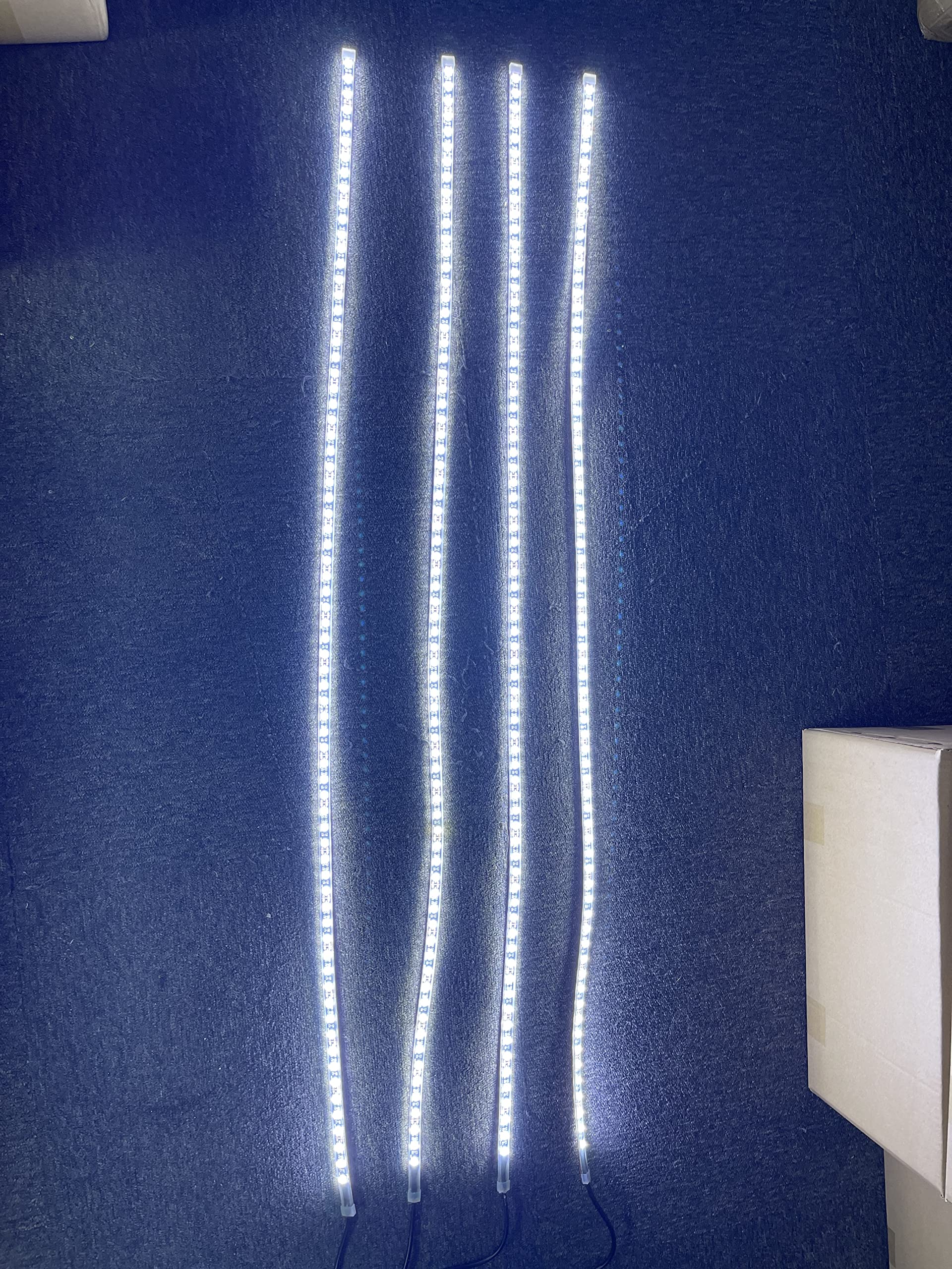 SDO 4PCS 4FT 1.2Meters White Single Row LED Light Strips LED Lights with 4Plugs Wire set Switch/Remote Ctrl IP68 for Car Truck Tire Ring Hood Light Grill Light&Making 15.5'' Pure White Rim Lights