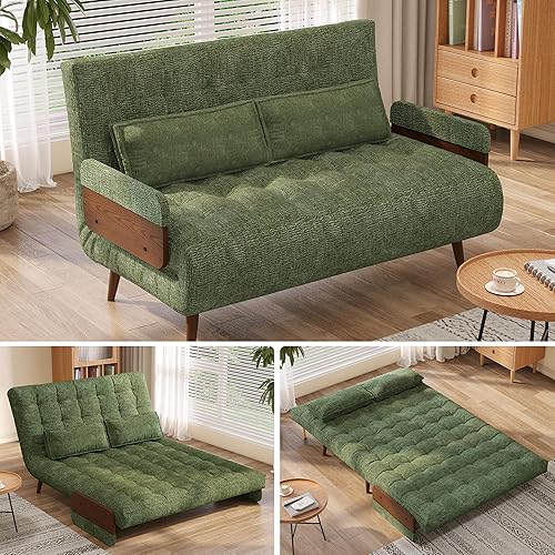 Miniatura 85 de JASIWAY Silla convertible para adultos, silla futón convertible 3 en 1 de lino con almohada, sofá cama individual plegable, cama de invitados para