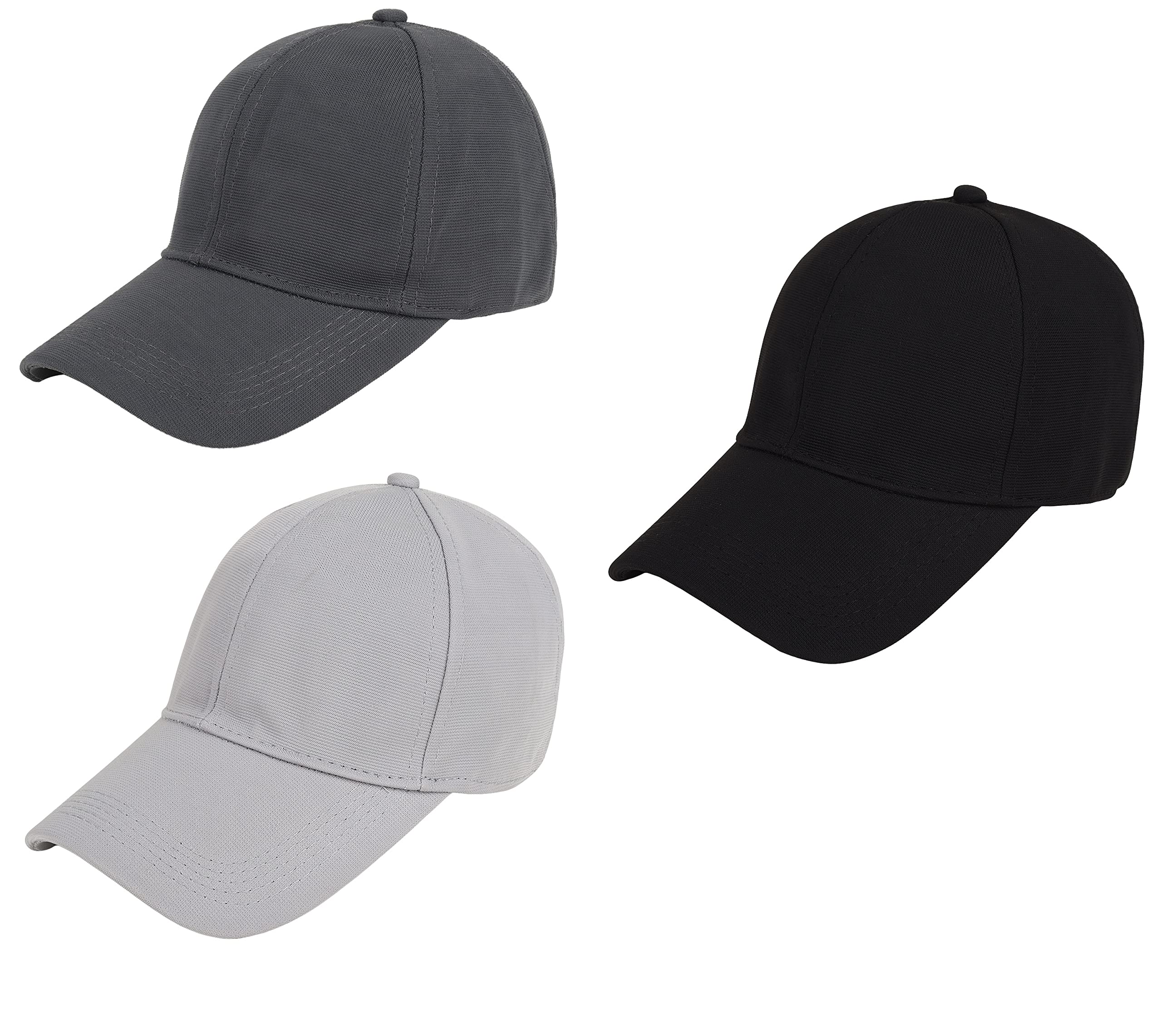 Men's Polycotton Flexi Stretch Fit Closed Back Cap fcc-02 (Medium_Pack of 3)-image-3