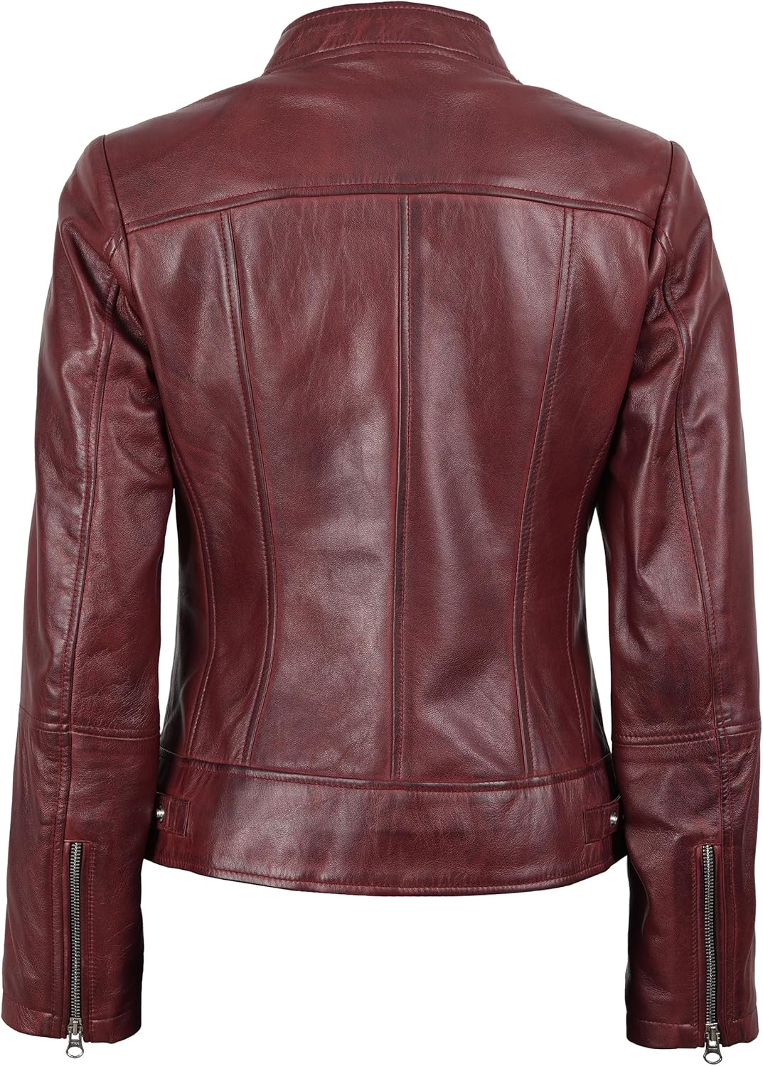 Blingsoul Disc Leather Jacket Women - Cafe Racer Real Lambskin Womens Leather Jacket - Image 4