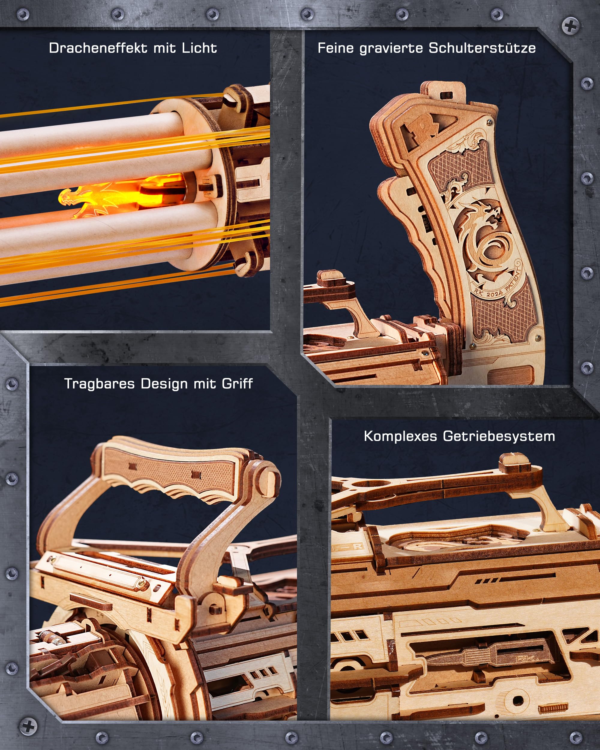 ROBOTIME 3D-Puzzle aus Holz für Erwachsene und Jugendliche, mechanisches Modell-Set zum Selbermachen, 412 Teile, Gummibandwerfer, kreatives Geschenk für Puzzle-Liebhaber und Sammler, LQA01