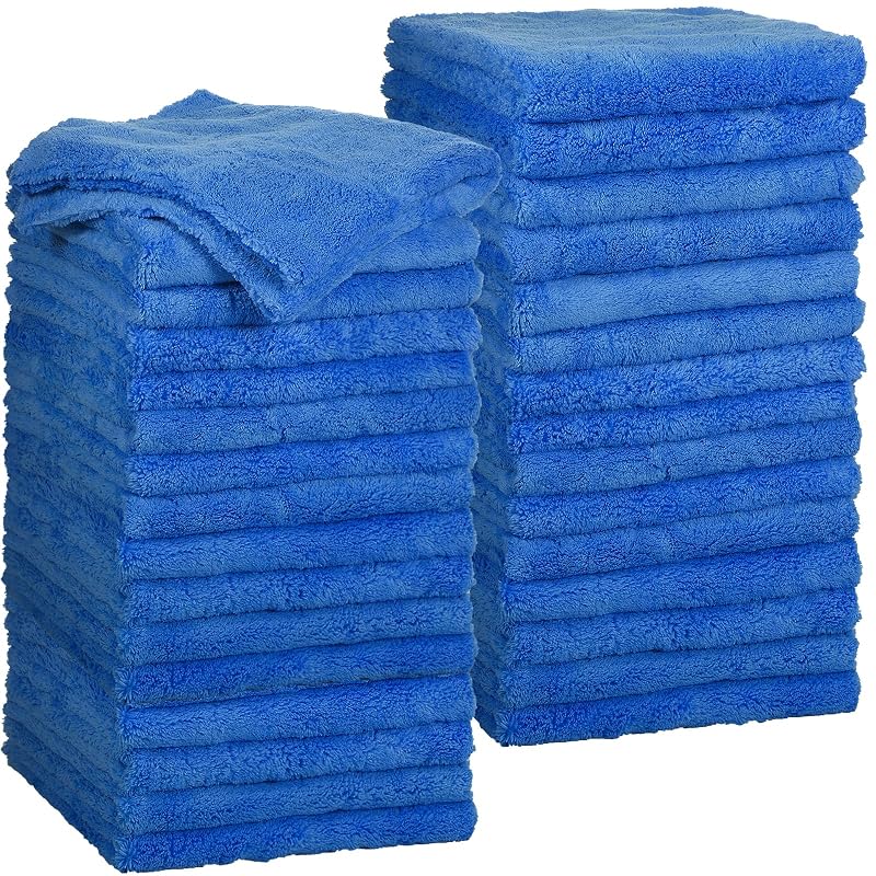 Toalhas de Microfibra para Carro Shimeyao 500 g/m², Azul-escuro, 31,8 x 31,8 cm, Kit com 30 unidades