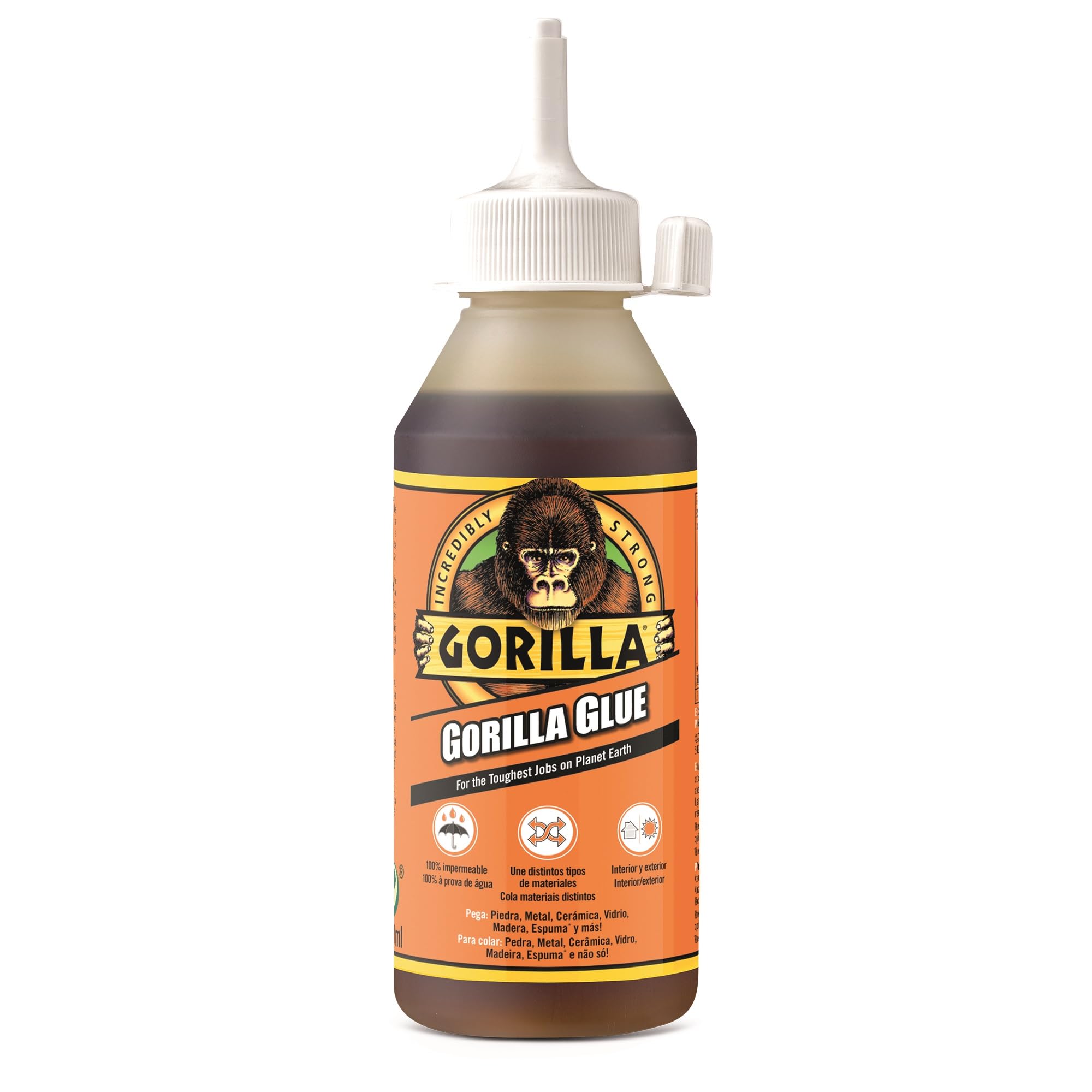 GORILLA Glue 1034800 - Pegamento de Poliuretano - 250 ml - Resistente - Piedra - Cerámica - Madera - Resistente al Agua
