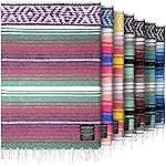Hydration Nation Authentic Extra Large Mexican Blanket (70x50) - Handwoven Yoga, Serape- Artisanal Falsa, Beach, Camping, Picnic, Outdoor - Dawn