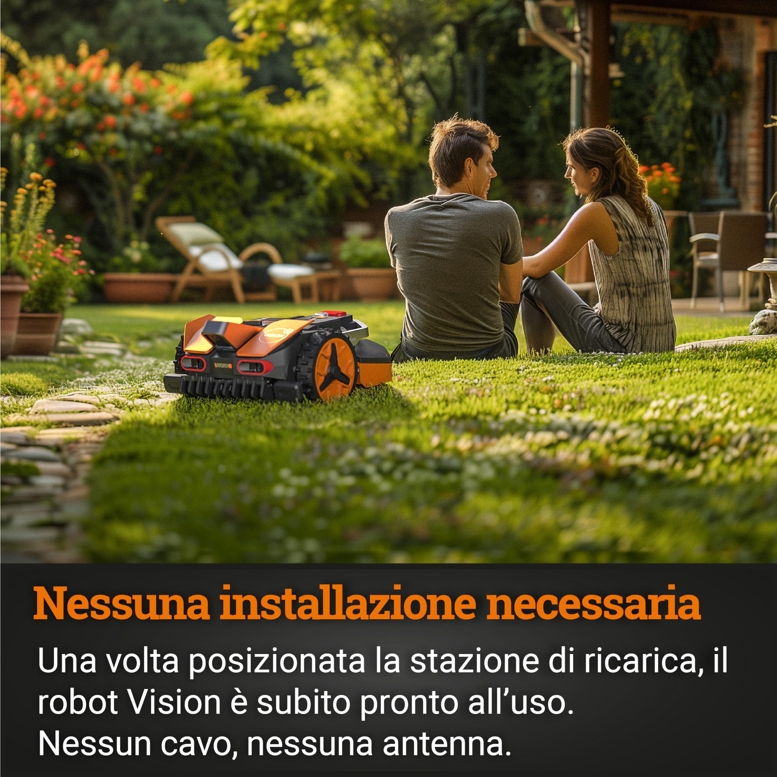 WORX Landroid Vision S250 robot tosaerba WR202E per giardini fino a 250 m² – robot tosaerba intelligente senza cavo di limitazione – WLAN e Bluetooth – prevenzione attiva degli ostacoli con tecnologia