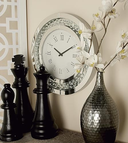 Miniatura 5 de Deco 79 Glam Wood - Reloj de pared abstracto, 20 x 2 x 20 pulgadas, color blanco