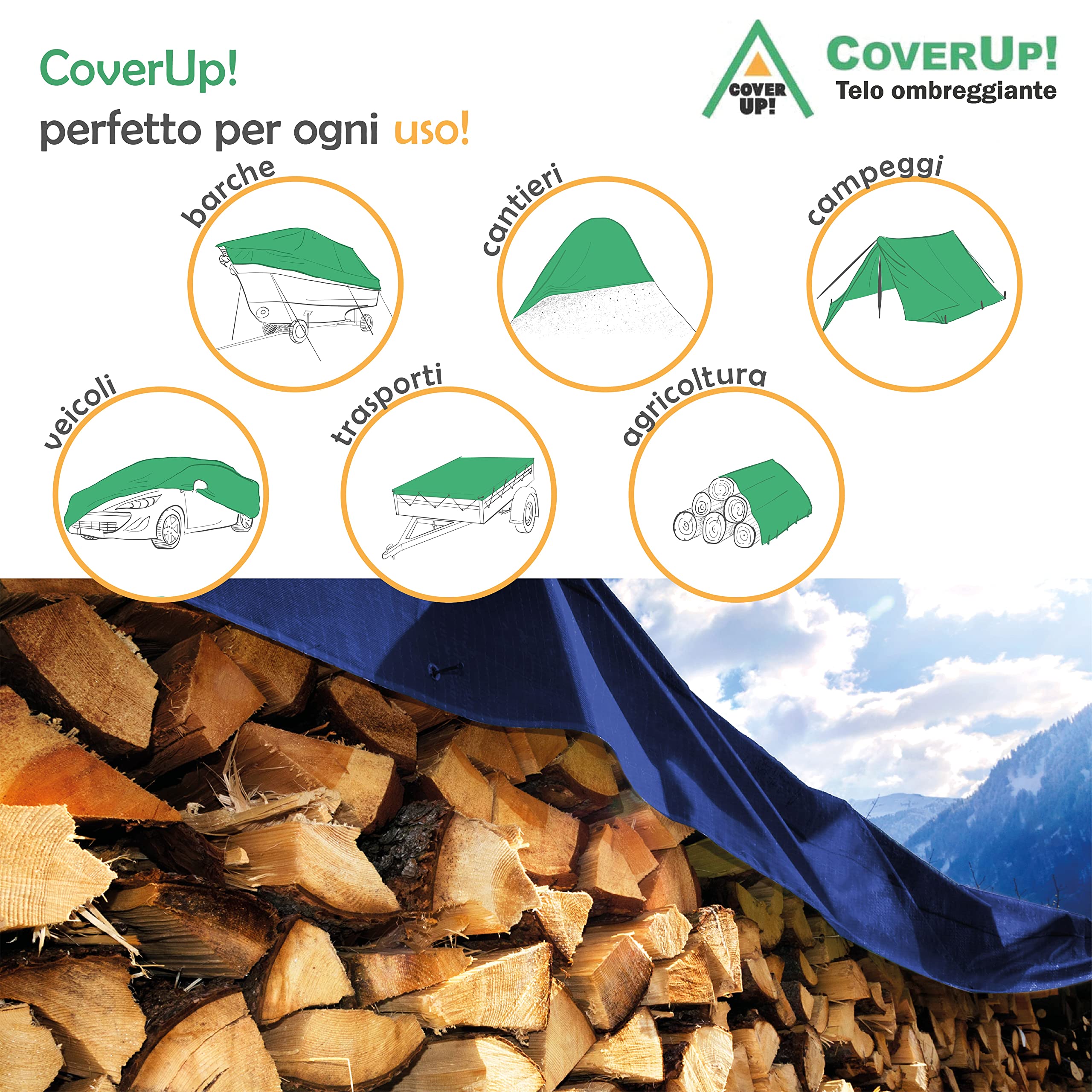 Telone Impermeabile 3x4 Metri - Polietilene Blu Con Occhielli, Per Esterno E Campeggio