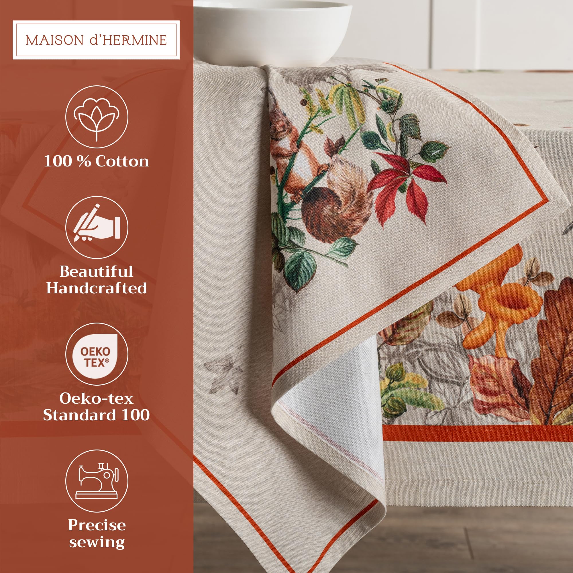 Maison d' Hermine Cloth Napkins Set of 4 100% Cotton for Christmas Decorations Everyday Reusable Square Autumn Napkins Cloth Washable Dinner Party Wedding (Recolte - Image 4