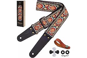 Nefelibata Embroidered Cotton Guitar Strap with Leather Ends