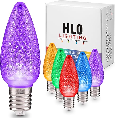 Miniatura 24 de HLO Lighting Juego de 25 bombillas LED de Navidad C9 de color blanco cálido para uso en interiores y exteriores | Bombilla de repuesto duradera Sol,