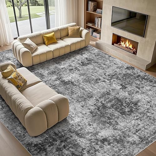 Tortania Washable 8x12 Abstract Rug (Charcoal)