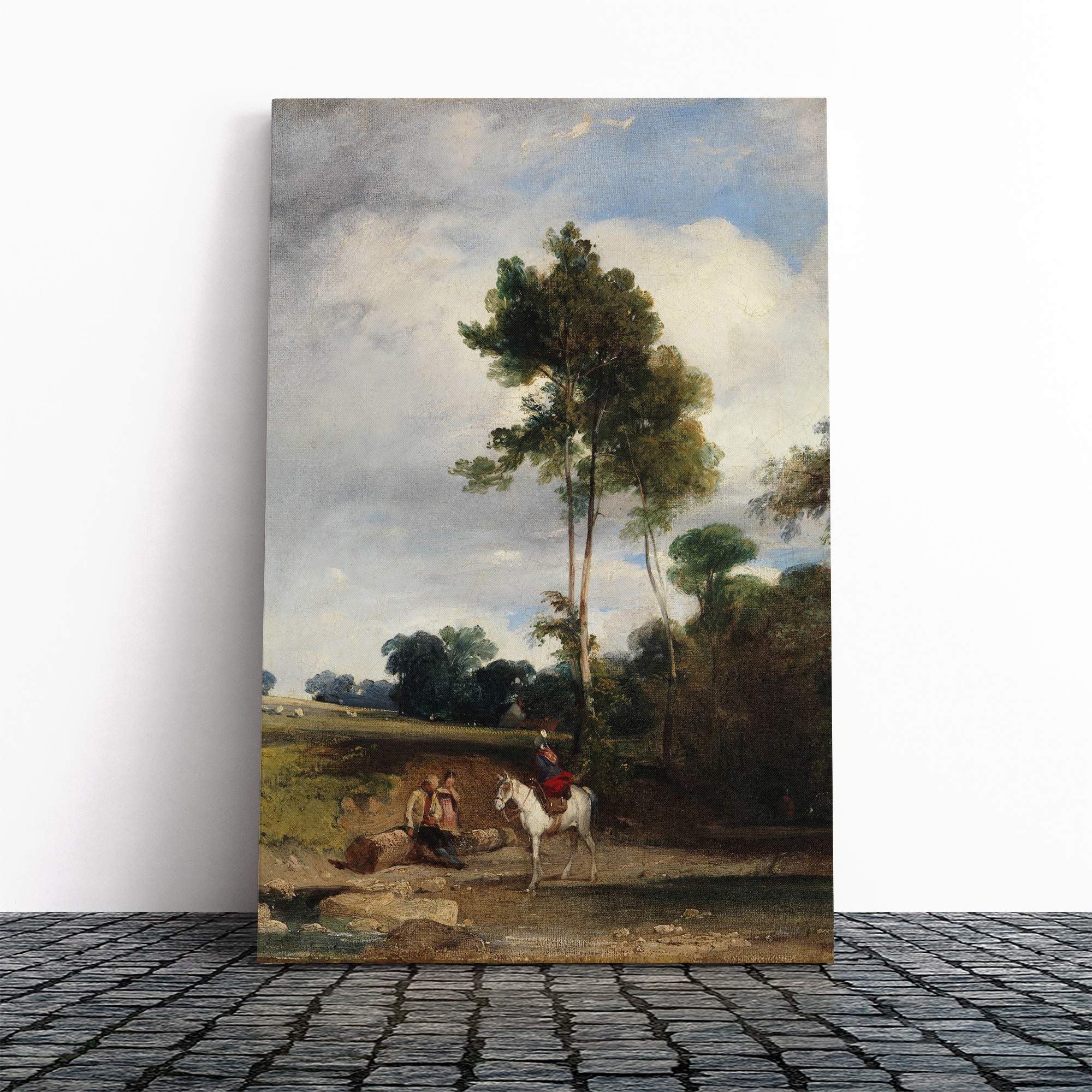 Richard Bonington Horse Halt Canvas Print | Gallery Wrapped 30mm Frame Wall Art | 20x14 inches | Ready to Hang | Modern Animals Picture | Living Room Bedroom Lounge Office