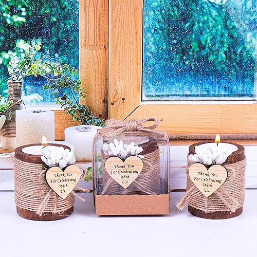 Vista 53 de HTF - Juego de 10 portavelas de madera para decoración de baby shower, regalos de revelación de género, portavelas de madera para baby shower Marrón